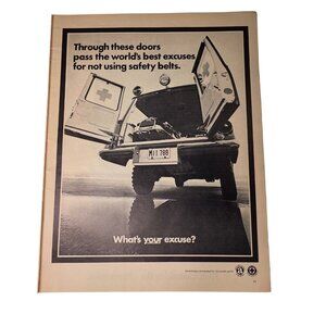 1968 Green Cross For Safety Ad Full Page Print Vintage Original Safety Belts u